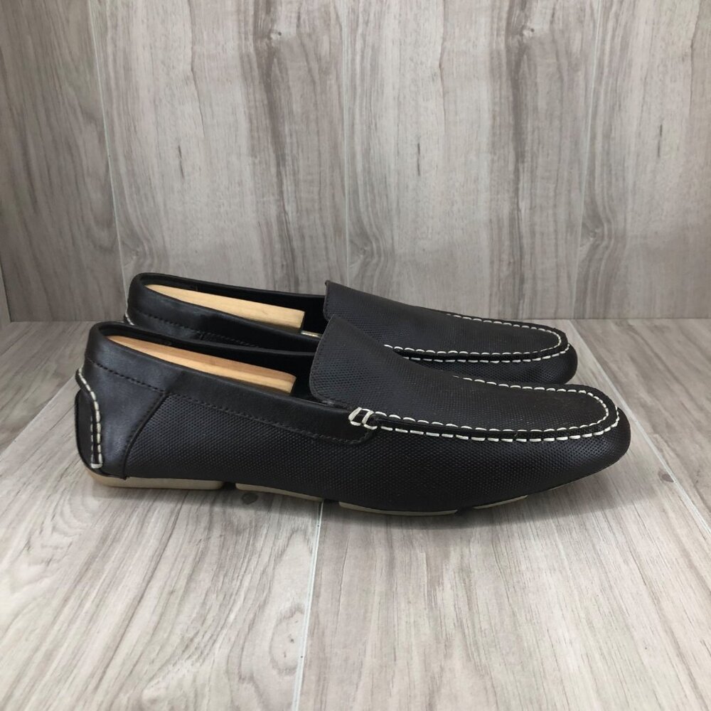 Calvin Klein Driving Loafers Mens 10.5 Miguel Brown Leather Slip On Shoes